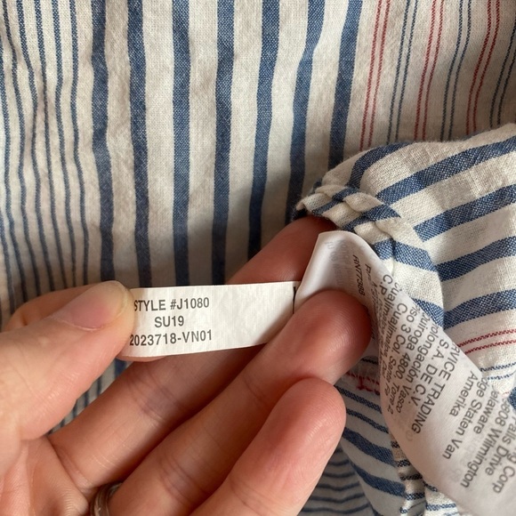 MADEWELL Short-Sleeve Tie-Front Shirt in Rawley Stripe Small A46 - Picture 10 of 10